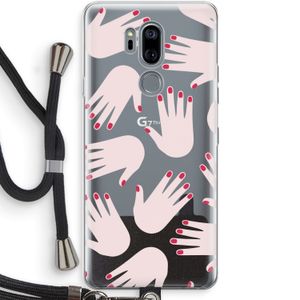 Hands pink: LG G7 Thinq Transparant Hoesje met koord