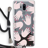 Hands pink: LG G7 Thinq Transparant Hoesje met koord Hands pink: LG G7 Thinq Transparant Hoesje met koord
