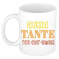 Cadeau koffie/thee mok voor tante - oranje - de leukste tante - keramiek - 300 ml