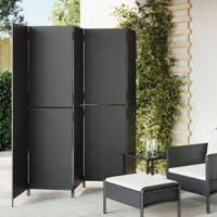 Kamerscherm 5 panelen poly rattan zwart - thumbnail