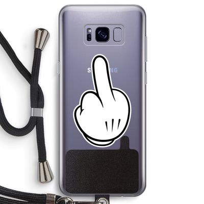Middle finger white: Samsung Galaxy S8 Transparant Hoesje met koord