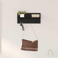 Wandgemonteerde kapstok met plank Zwart eiken 40 x 10.5 x 18 cm