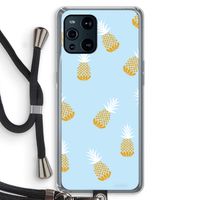 Ananasjes: Oppo Find X3 Transparant Hoesje met koord Ananasjes: Oppo Find X3 Transparant Hoesje met koord