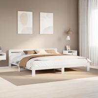 Bedframe zonder matras massief grenenhout wit 200x200 cm