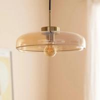 Hanglamp amberglazen kap & goud E27 &apos;Marcel&apos; 34 cm Retro