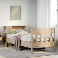 Bed met boekenkast zonder matras massief grenenhout 90x190 cm