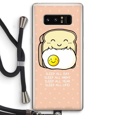 Sleep All Day: Samsung Galaxy Note 8 Transparant Hoesje met koord