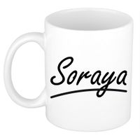 Soraya voornaam kado beker / mok sierlijke letters - gepersonaliseerde mok met naam   -
