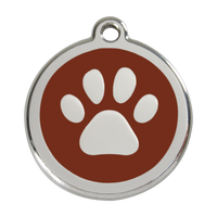 Paw Print Brown roestvrijstalen hondenpenning large/groot dia. 3,8 cm - RedDingo