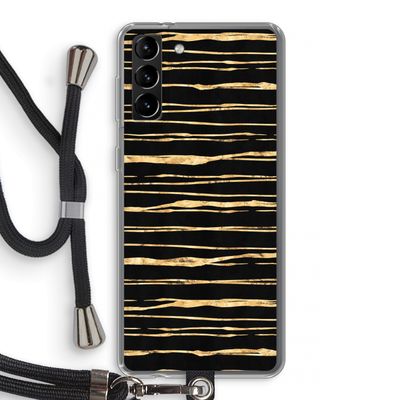 Gouden strepen: Samsung Galaxy S21 Plus Transparant Hoesje met koord