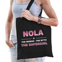 Naam cadeau tas Nola - the supergirl zwart voor dames