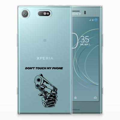 Sony Xperia XZ1 Compact Silicone-hoesje Gun Don't Touch My Phone Sony Xperia XZ1 Compact Silicone-hoesje Gun Don't Touch My Phone
