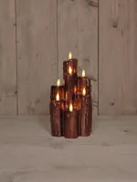 Anna&apos;s Collection LED druipkaars 3d flame set 25.5x15 cm brons 7 stuks