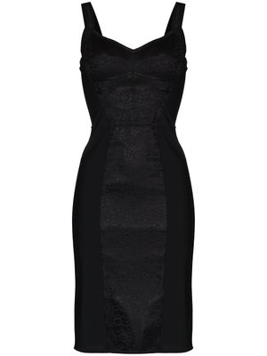 Dolce & Gabbana robe mi-longue à fleurs en jacquard - Noir
