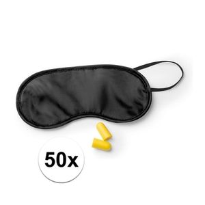 50x Travel set zwart maskers met oordoppen   -