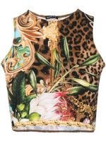 Philipp Plein haut Baroque Flowers à coupe crop - Marron - thumbnail