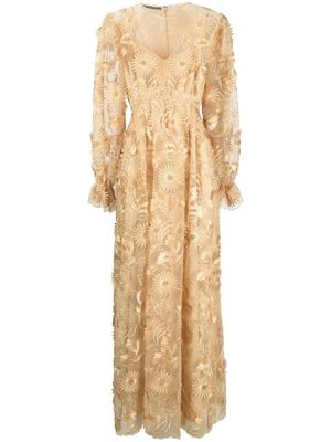 Alberta Ferretti robe Sunflower en macramé à coupe longue - Tons neutres