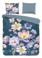 Descanso Dekbedovertrek "bloemen" - Petrol - (240x200/220 cm) - Katoen Satijn