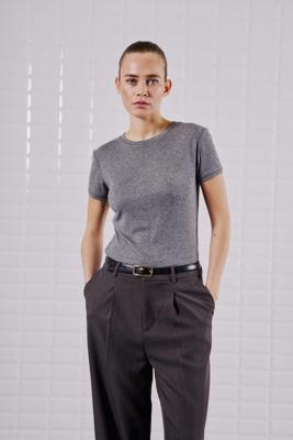 Withblack Wblheather Ss Tee T-shirt Lange Mouw Dark Grey Melange