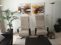 Set van 2 leren relaxfauteuils met stalen frame - bruin leer - Echt leer, Industrieel, ontdek de vele Leersoorten en Kleuren bij ShopX