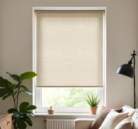 Dun jute beige patroon rolgordijn woonkamer