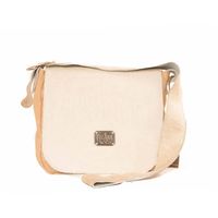 Schoudertas canvas, koehuid, naturel Schoudertas canvas, koehuid, naturel