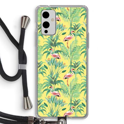Flamingo party: OnePlus 9 Transparant Hoesje met koord