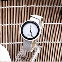 Eenvoudige stijl ronde Dial matte lederen band quartz horloge voor mannen/vrouwen (wit)