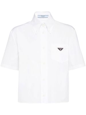 Prada chemise en popeline à plaque logo - Blanc