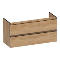 Brauer Joy Edge - Onderkast Ondiep - 100 cm - met 2 Softclose Lades Greeploos en 1 Sifon Uitsparing - Forest Tan