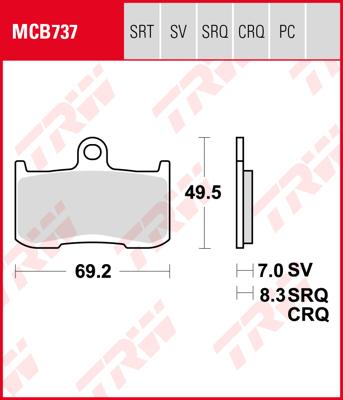 TRW Remblokken, en remschoenen voor de moto, MCB737PC Allround organisch/carbon