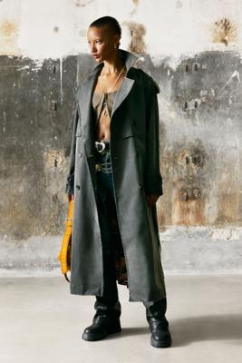 TRENCHCOAT MET LEDEREFFECT - BLACK - M TRENCHCOAT MET LEDEREFFECT - BLACK - M