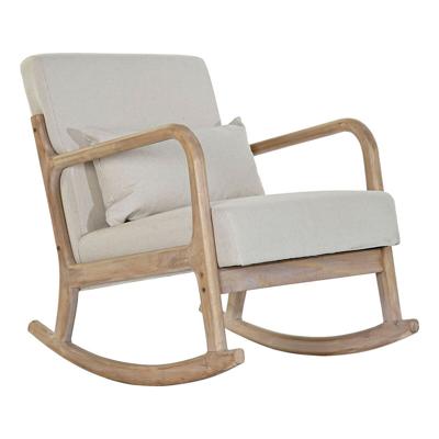 Leunstoel DKD Home Decor Beige Natuurlijk Rubberwood Sixties 66 x 85 x 81 cm