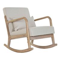 Leunstoel DKD Home Decor Beige Natuurlijk Rubberwood Sixties 66 x 85 x 81 cm