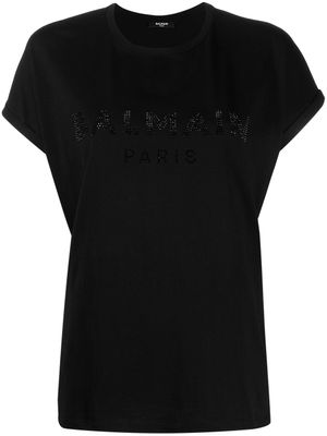 Balmain t-shirt à logo strassé - Noir