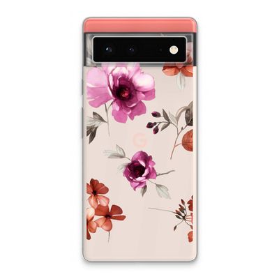 Geschilderde bloemen: Google Pixel 6 Transparant Hoesje