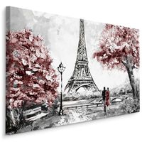 Schilderij - Romantisch Parijs  , Wanddecoratie , Premium print