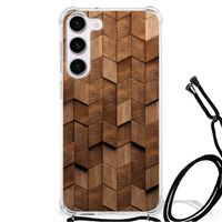 Stevig Telefoonhoesje voor Samsung Galaxy S23 Wooden Cubes - thumbnail