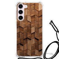 Stevig Telefoonhoesje voor Samsung Galaxy S23 Wooden Cubes