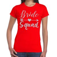 Bride Squad Cupido zilver glitter t-shirt rood dames - thumbnail