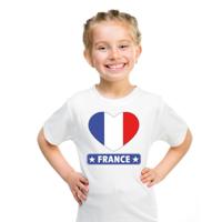Frankrijk Supporters t-shirt - kinderen - hartjes vlag - wit - korte mouwen - sport - kleding