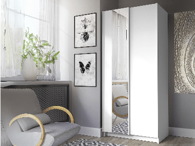 Kledingkast SAFIAT 2 schuifdeuren 80 cm wit