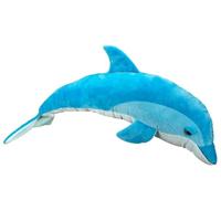 Nature Planet Knuffeldier dolfijn - zachte pluche stof - veel details - blauw - 85 cm