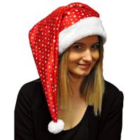 Kerstmuts - glitter - met pailletten - rood/wit - 30 x 60 cm - kerstaccessoires - thumbnail