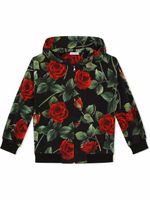 Dolce & Gabbana Kids hoodie Interlock à fleurs - Noir