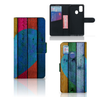 Samsung Galaxy M21 | M30s Book Style Case Wood Heart - Cadeau voor je Vriend