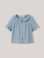 Blouse voor meisjes van gaas - biologisch katoen CYRILLUS jeansblauw