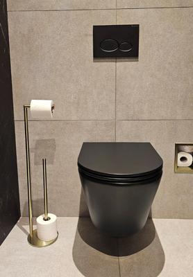 Toiletrolhouder Wiesbaden Alonzo | Vrijstaand | Met reserverolhouder | Messing | Geborsteld Messing