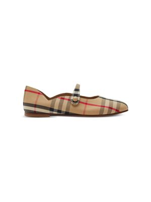 Burberry Kids ballerines Mary Jane à carreaux - Marron