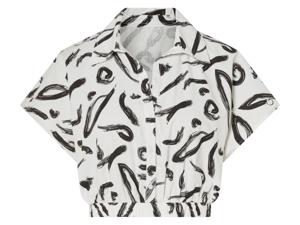 esmara Dames blouse (Zwart/wit met print, L (44-46))